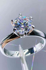 Adored 925 Sterling Silver 3 Carat Moissanite 6-Prong Ring - Ladyez