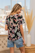 Sew In Love Full Size Paisley Print Round Neck Short Sleeve T-Shirt - Ladyez
