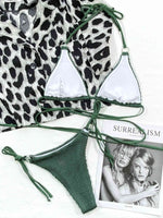 Textured Halter Neck Tie Side Bikini Set - Ladyez