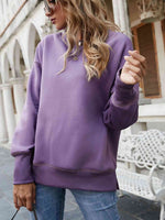 Dropped Shoulder Slit Sweatshirt - Ladyez