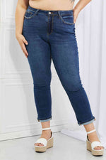 Judy Blue Crystal Full Size High Waisted Cuffed Boyfriend Jeans - Ladyez