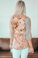 Floral V-Neck Babydoll Blouse - Ladyez