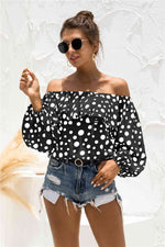 Polka Dot Off-Shoulder Layered Blouse - Ladyez