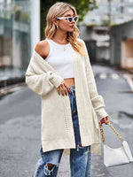 Long Sleeve Waffle-Knit Cardigan - Ladyez