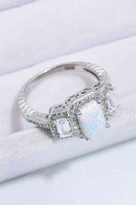 925 Sterling Silver Square Opal Ring - Ladyez