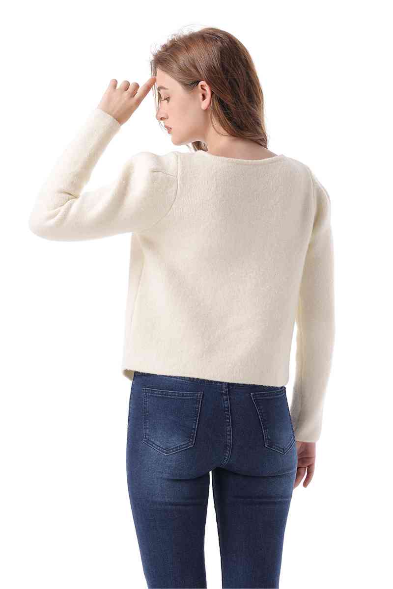 Round Neck Long Sleeve Frog Button Cardigan - Ladyez