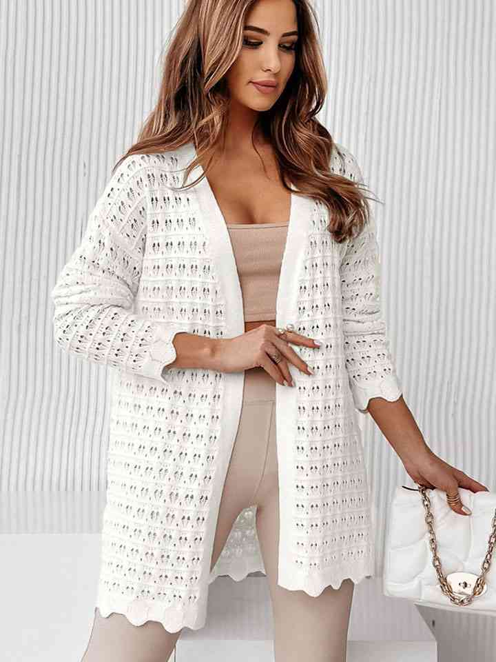 Long Sleeve Openwork Cardigan - Ladyez