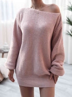 Rib-Knit Mini Sweater Dress - Ladyez