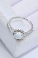 Platinum-Plated 4-Prong Opal Ring - Ladyez