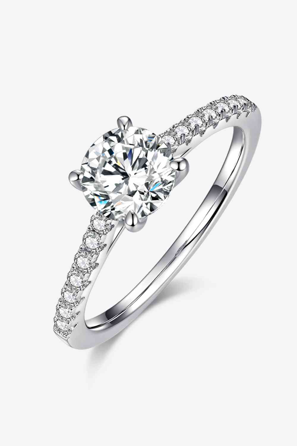 1 Carat Moissanite 925 Sterling Silver Side Stone Ring - Ladyez
