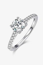 1 Carat Moissanite 925 Sterling Silver Side Stone Ring - Ladyez