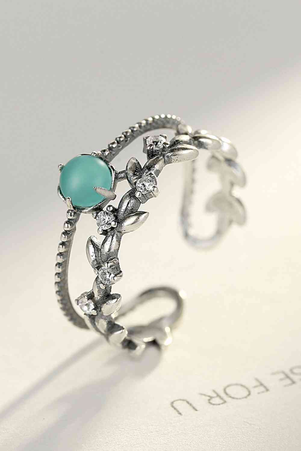 Contrast Double-Layered 925 Sterling Silver Open Ring - Ladyez