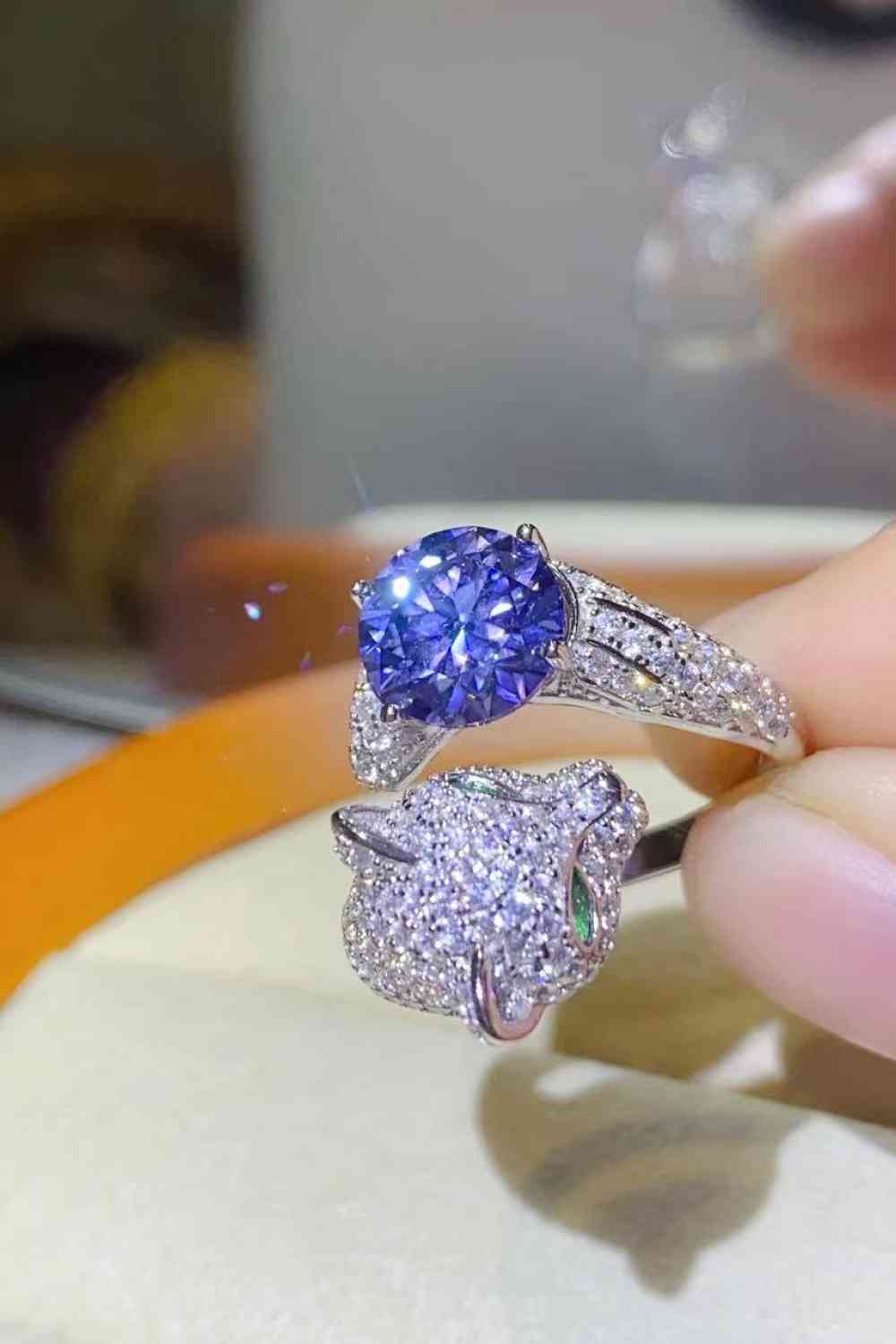 2 Carat Moissanite Adjustable Animal Bypass Ring - Ladyez