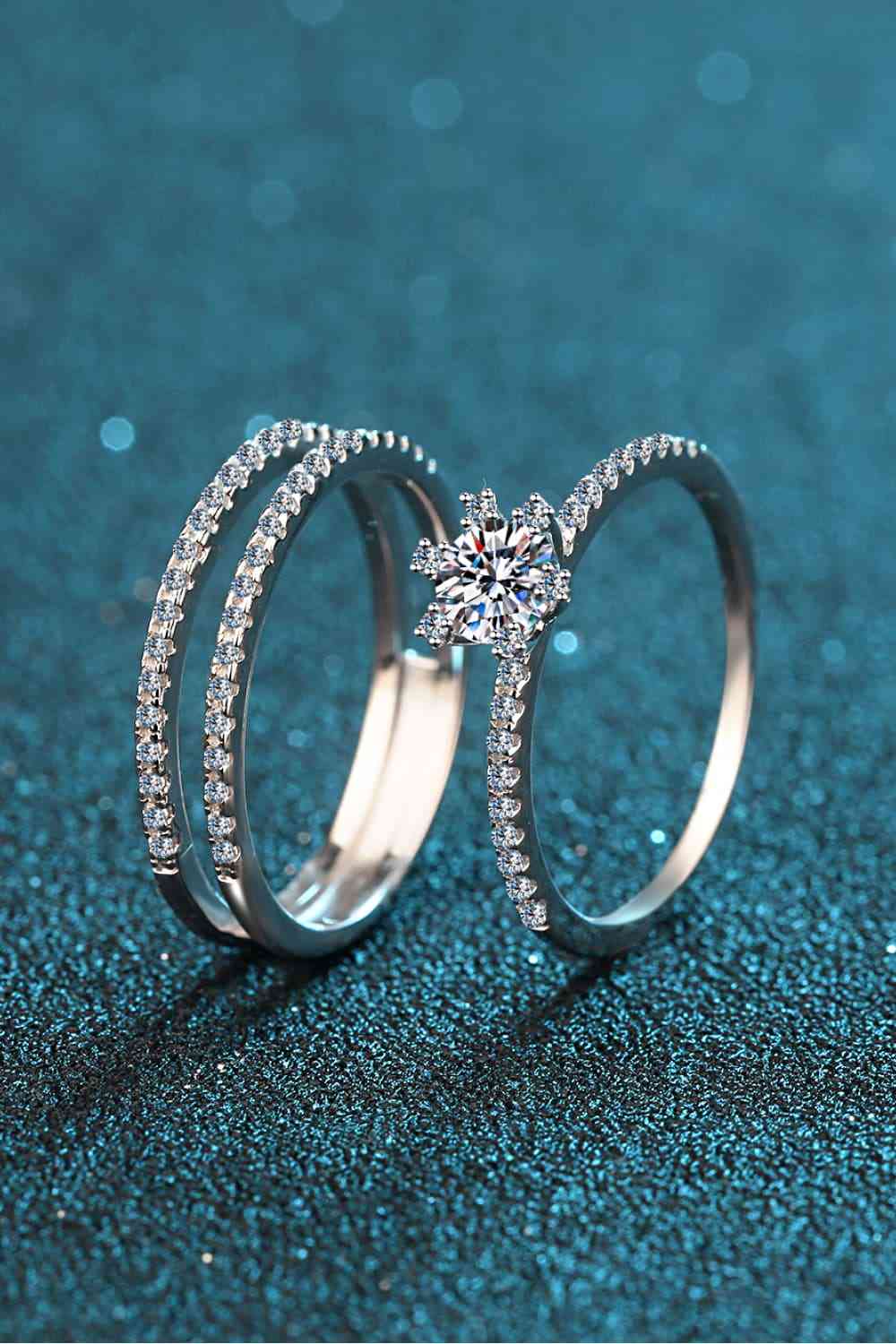 Moissanite 925 Sterling Silver Ring Set - Ladyez