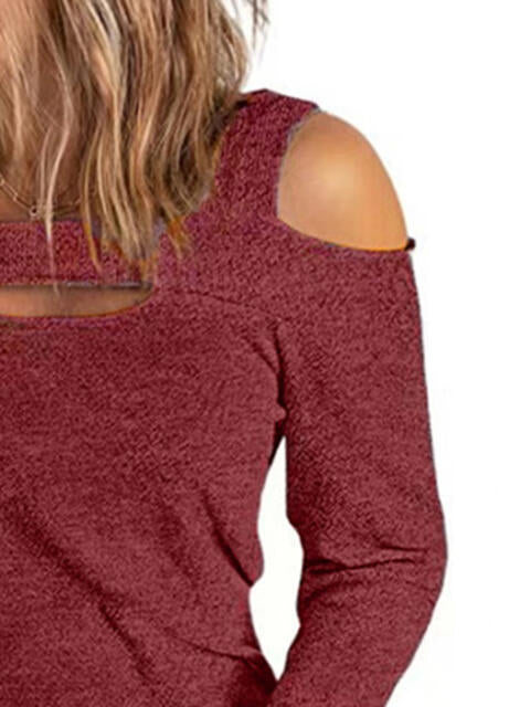 Full Size Cutout Cold Shoulder Blouse - Ladyez