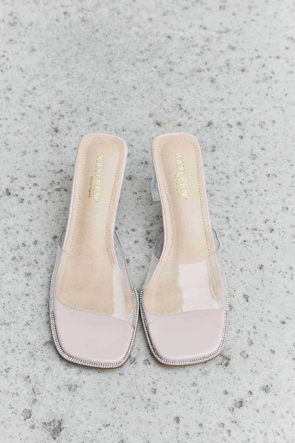 DDK Make Myself Clear Mule Block Heels - Ladyez