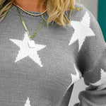 Star Pattern Round Neck Sweater - Ladyez
