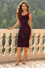 Sequin Sleeveless Slit Dress - Ladyez