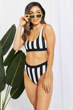 Striped Tank High Waist Bikini - Ladyez