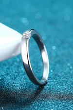 Inlaid Moissanite Rhodium-Plated Ring - Ladyez