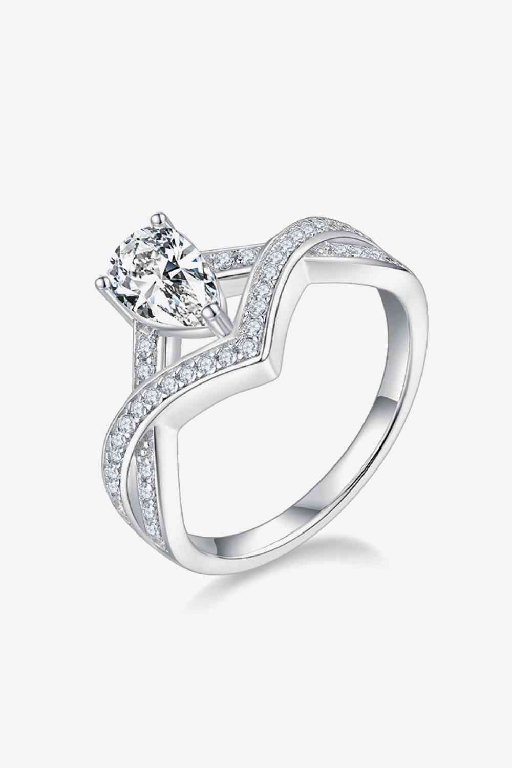 1 Carat Moissanite Teardrop 925 Sterling Silver Ring - Ladyez
