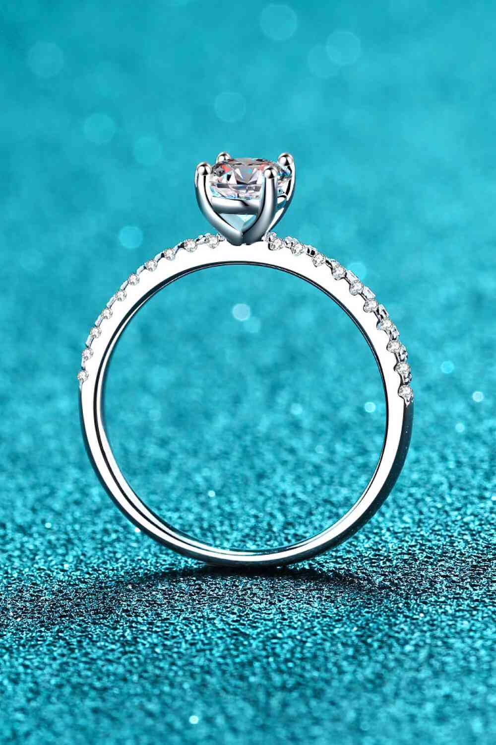925 Sterling Silver Inlaid 1 Carat Moissanite Ring - Ladyez