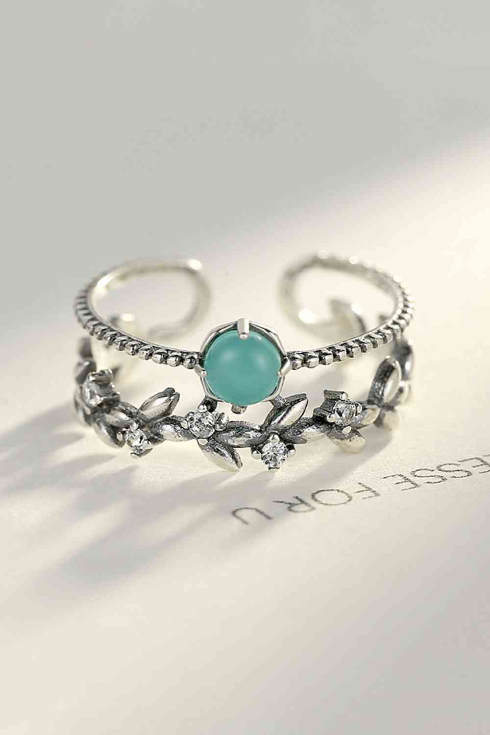 Contrast Double-Layered 925 Sterling Silver Open Ring - Ladyez