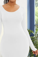 Round Neck Long Sleeve Maxi Wrap Dress - Ladyez
