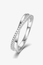 Adored Moissanite Crisscross 925 Sterling Silver Ring - Ladyez
