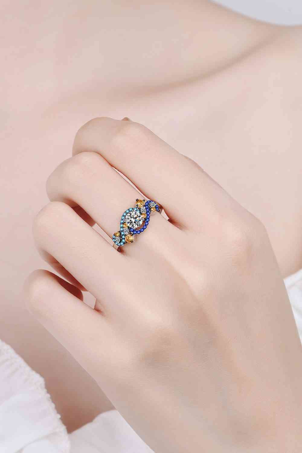 Moissanite Contrast 925 Sterling Silver Ring - Ladyez