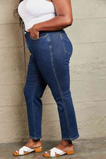 Judy Blue Kailee Full Size Tummy Control High Waisted Straight Jeans - Ladyez