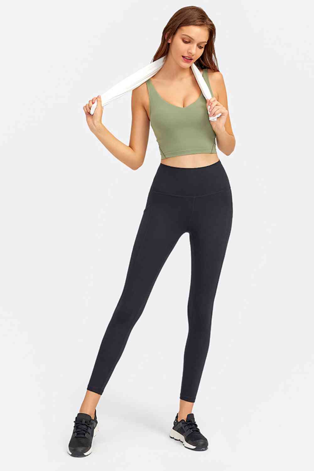 Deep V-Neck Crop Sports Bra - Ladyez