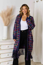 Fringe Hem Open Front Cardigan - Ladyez