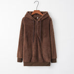 Quarter-Zip Drawstring Teddy Hoodie - Ladyez