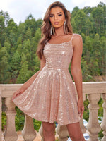 Sequin Tie Back Cami Dress - Ladyez