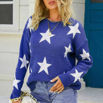 Star Pattern Round Neck Sweater - Ladyez