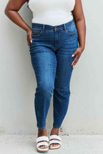 Judy Blue Aila Regular Full Size Mid Rise Cropped Relax Fit Jeans - Ladyez