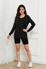 Basic Bae Full Size V-Neck Long Sleeve Top - Ladyez