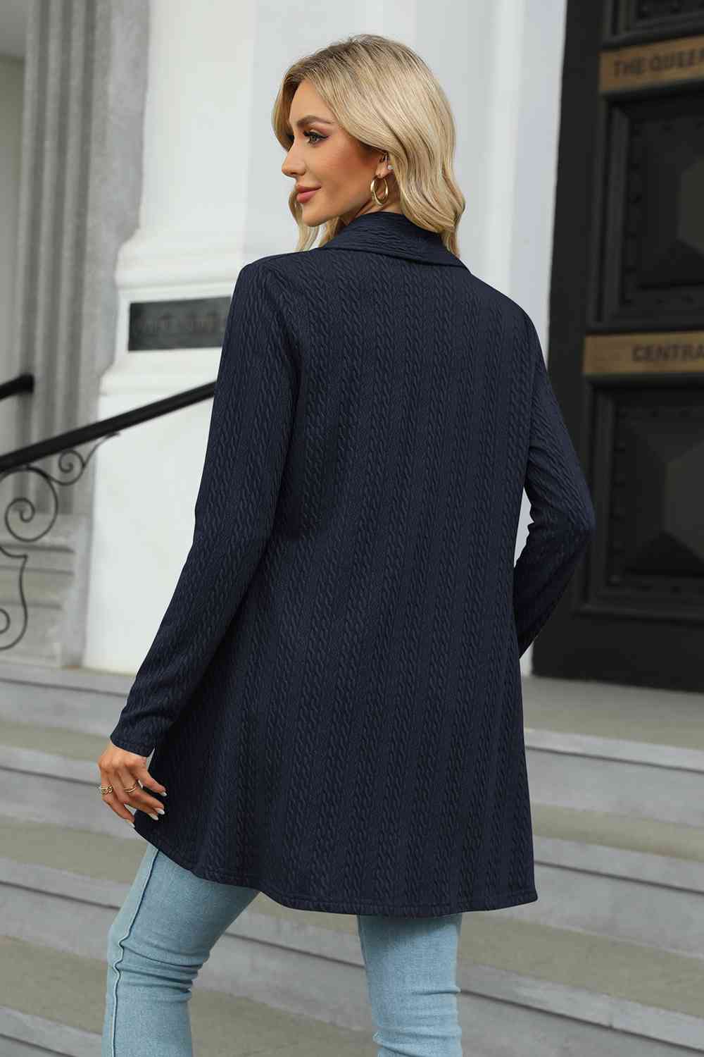 Open Front Long Sleeve Cardigan - Ladyez