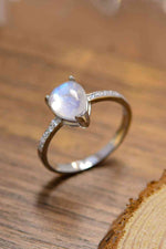 High Quality Natural Moonstone Teardrop Side Stone Ring - Ladyez