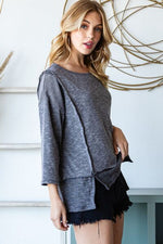 Reborn J Boat Neck Exposed Seam Slit Top - Ladyez