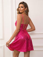 Sequin Tie Back Cami Dress - Ladyez