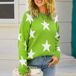 Star Pattern Round Neck Sweater - Ladyez