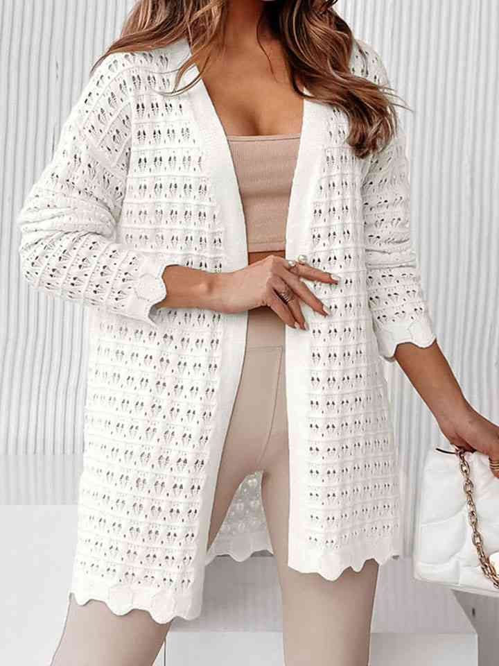 Long Sleeve Openwork Cardigan - Ladyez