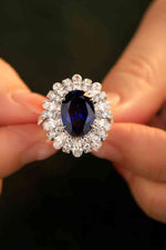 5 Carat Lab-Grown Sapphire Flower Shape Ring - Ladyez