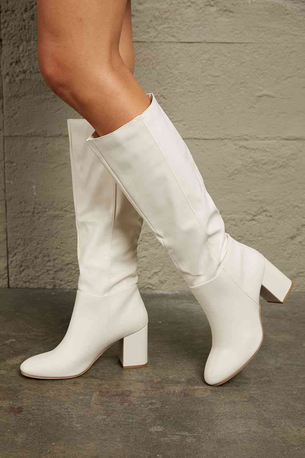 East Lion Corp Block Heel Knee High Boots - Ladyez