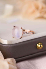 High Quality Natural Moonstone 925 Sterling Silver Side Stone Ring - Ladyez