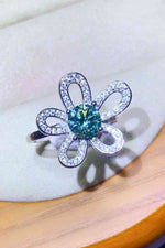 1 Carat Moissanite Flower Shape Open Ring - Ladyez