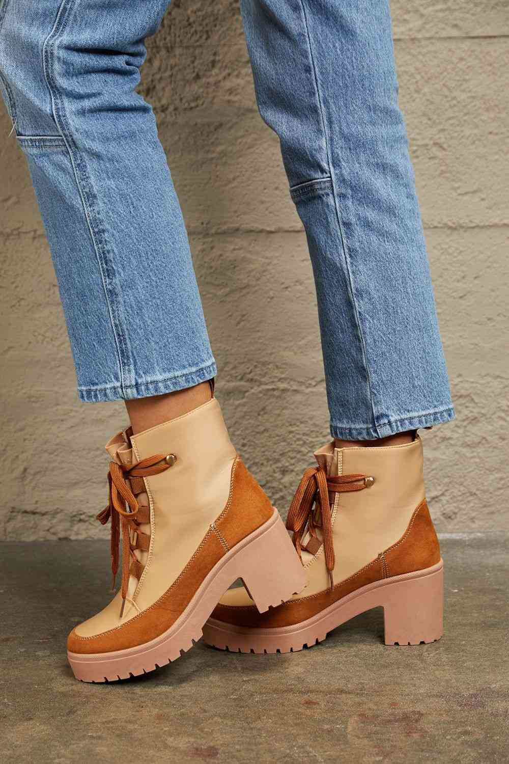 East Lion Corp Lace Up Lug Booties - Ladyez