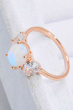 Natural Moonstone and Zircon Ring - Ladyez